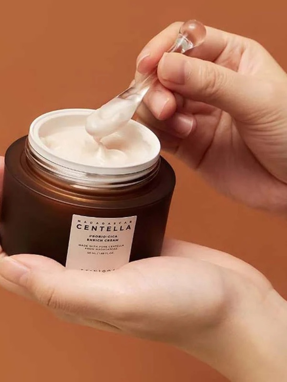 Centella Face Cream Jar - Brown Jar with Pale Pink Cream